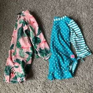 TWO adorable baby girl swimsuits RuffleButts and Old Navy